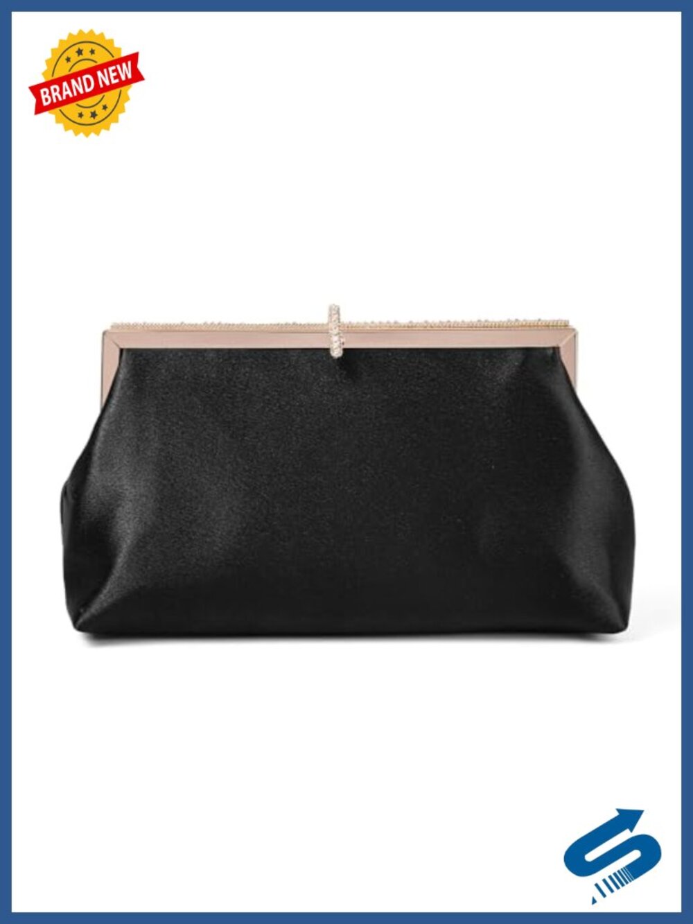 Silk Satin Rhinestone Clutch Evening Bag Detachable Chain Crossbody